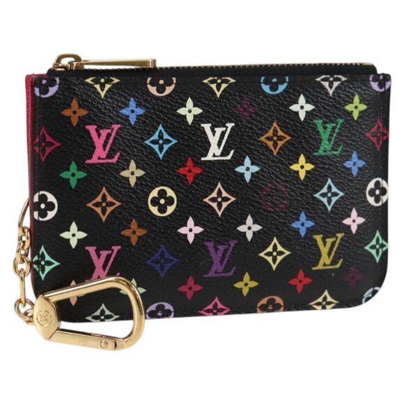 LOUIS VUITTON Multicolor Pochette Cles NM Coin Purse Black M60279 Auth 133667V - Picture 1 of 16